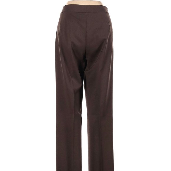 Lafayette 148 cashmere & wool trousers dark brown flat front straight leg 4 - Picture 8 of 8